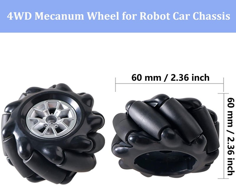 SmaringWing MC100 4WD Mecanum Wheel Car Chassis with TT Motor, Remote Control Smart Car Kit with 60mm Omnidirectional Wheel for Arduino/Raspberry pi/Micobit, Metal Frame Robot Chassis for DIY Learning (Black) - Image 4